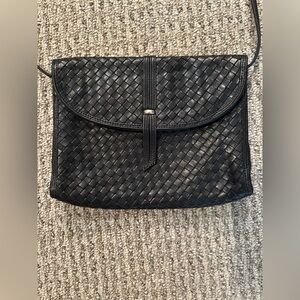 Black Woven Leather Purse